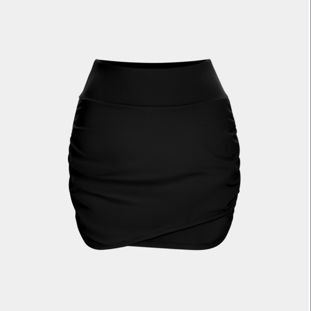 High Waisted Bodycon Side Pocket 2-in-1 Mini Ruched Casual Skirt XL